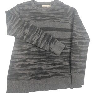 Obermeyer Mens Grey Camo Merino Wool Blend Crewneck Sweater Size M